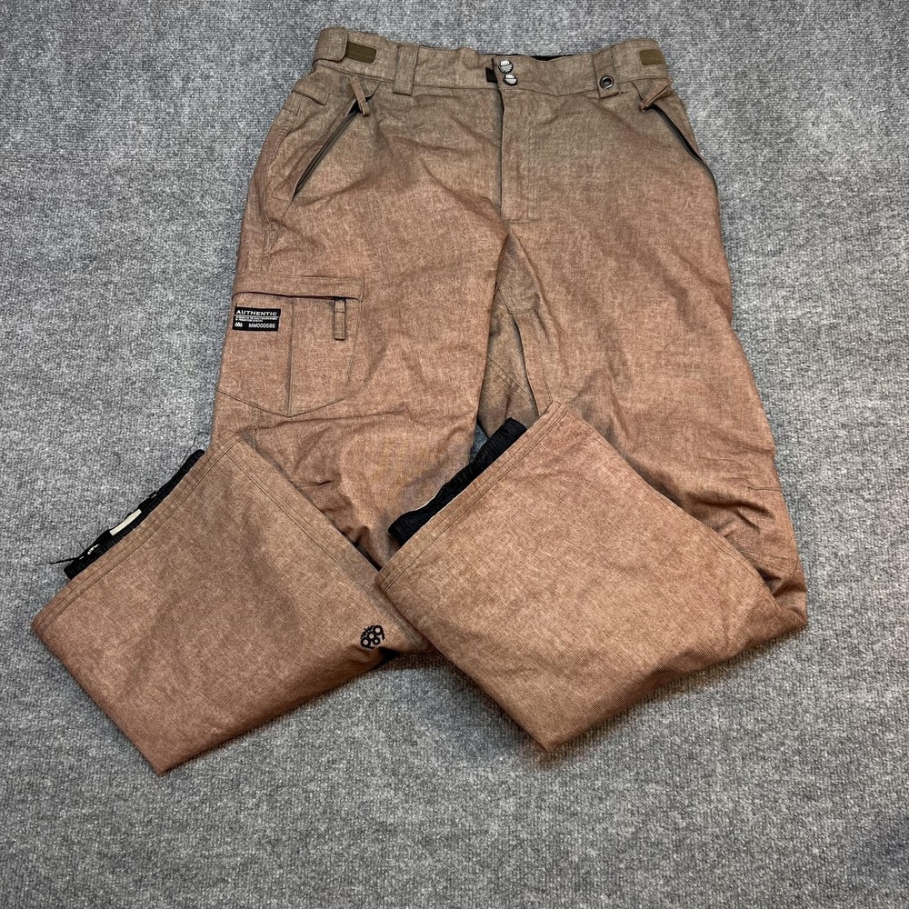 686 Snow Pants Mens Medium Brown InfiDRY Waterproof Lined Cargo Ski Snowboard